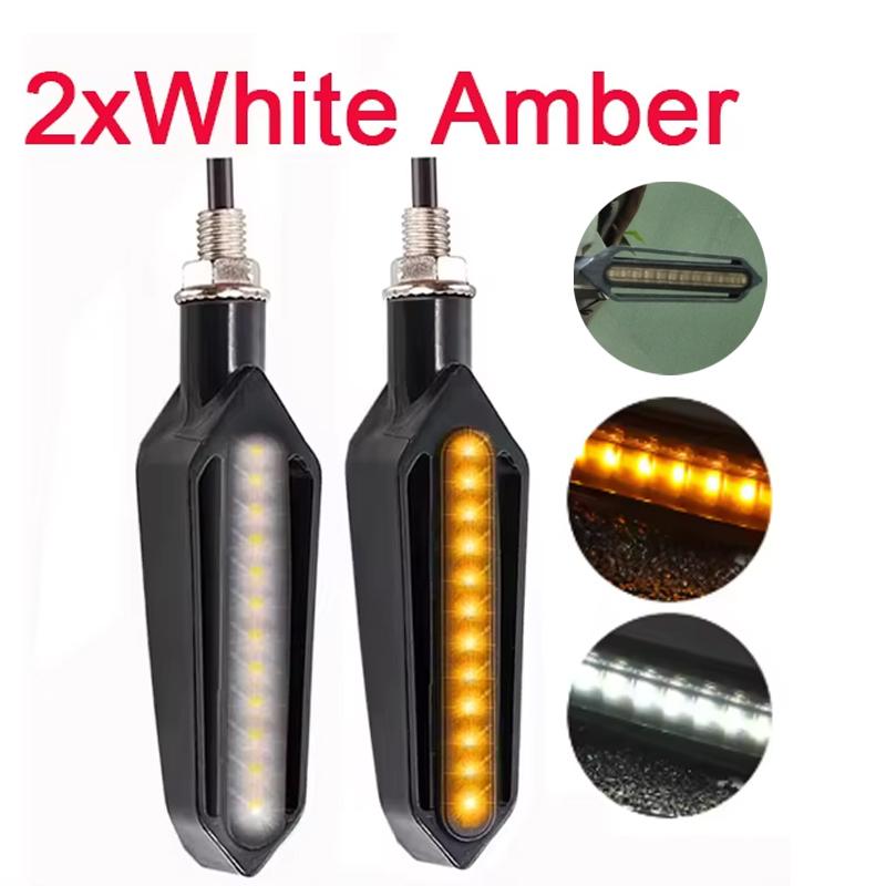 Universal Motorcycle Turn Signals LED Light 12V 10mm Flowing Water 24LED Blinker Light with Built-in Relay Flashing Indicator
