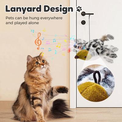 Brinquedo para Gato Pássaro Cantarolante Recarregável Pelúcia Pássaro Batendo Asas Interativo Elétrico Voador Brinquedo para Gatos Perseguindo Instinto Natural de Caça