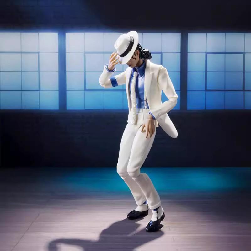 Michael Jackson Smooth Criminal Action Figure Model, White Suit Moonwalk Dancing Pose Collectible Music Icon Figure
