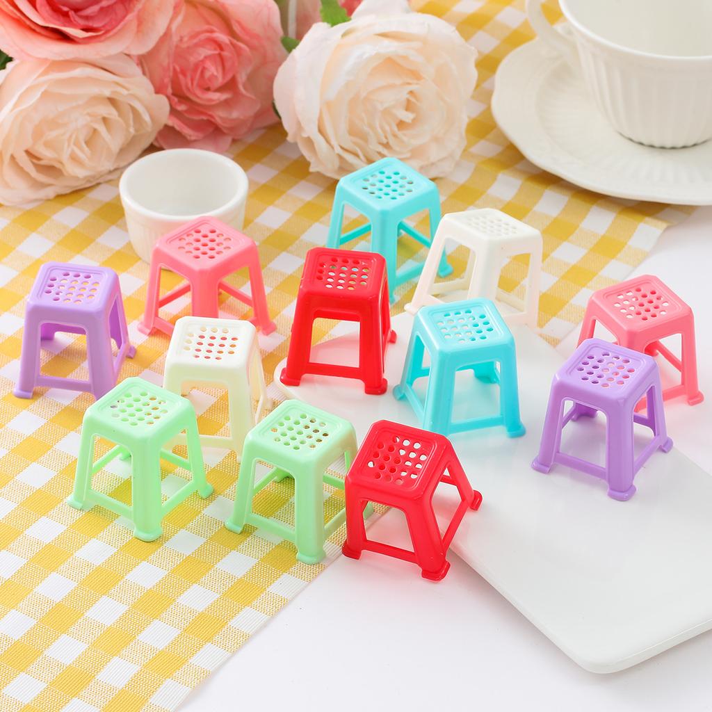 Simulation Miniature Furniture Model Retro Small Stool Decoration Dollhouse Props Accessories Household Chores Toys 20pc/lot