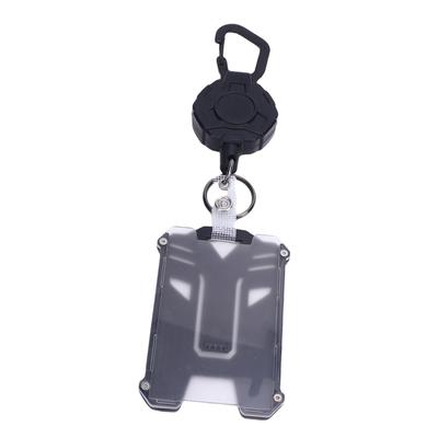 2 Pack Retractable Keychain Carabiner Badge Holder Steel Cord Anti Loss ID Card Holder Badge Reel for Work Travel