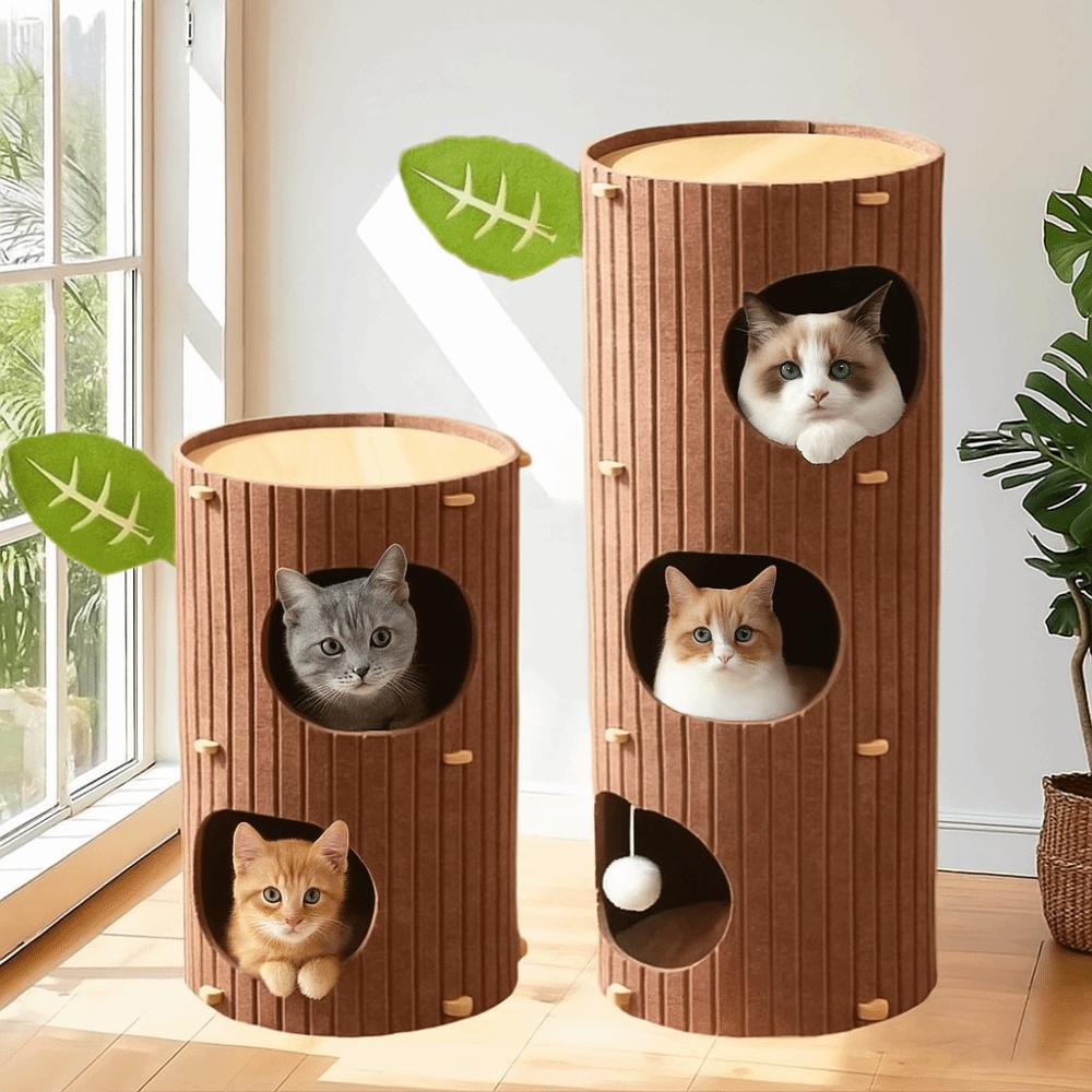 Tree Hole Cave Cat Bed Multi-layer Cats Tunnel Condo Cat Castle House  Scratching/sleeping/playing