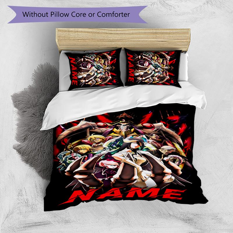 3pcs Custom Name Cartoon Overlord Bedding Set Duvet Cover Closure Includes 1 Duvet Cover & 2 Pillowcases for All Seasons Bedroom Decor