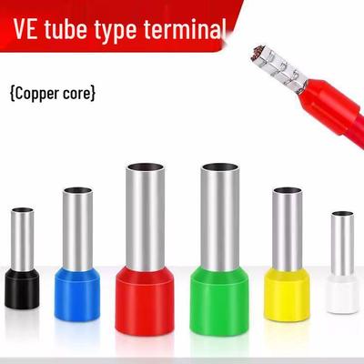 E1508 European Style Pre-insulated Pin Terminal, VE1008 Cold Crimp Wire Lug, Brass