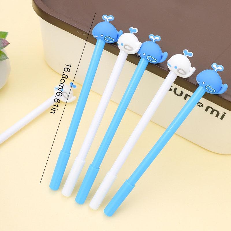 4 Pcs Cute Cartoon Water Whale Modeling Neutral Pen Creative Student Office Water Pen Black Signature Pen Stationery