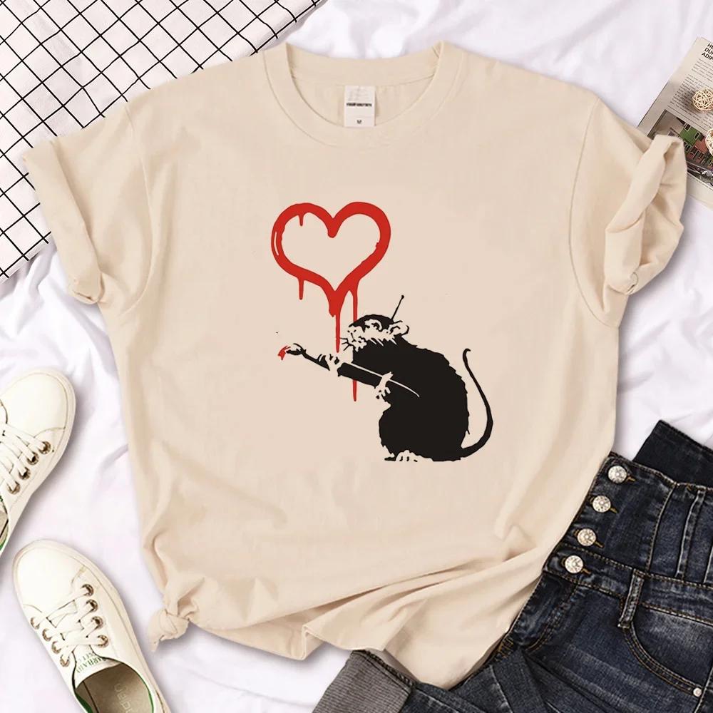 

Khaki Banksy T-shirt Women s Top Japanese Women s Street Clothing Pattern Clothing 4XL
