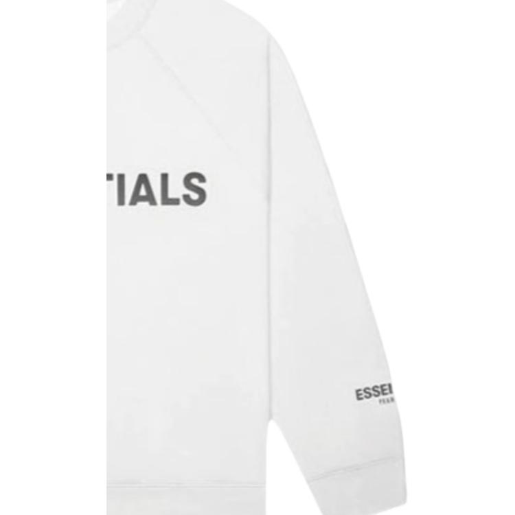 Fear of God Essentials SS20 Fleece-Lined Long Sleeve Print Hoodie Unisex Outerwear White FOG-SS20-103