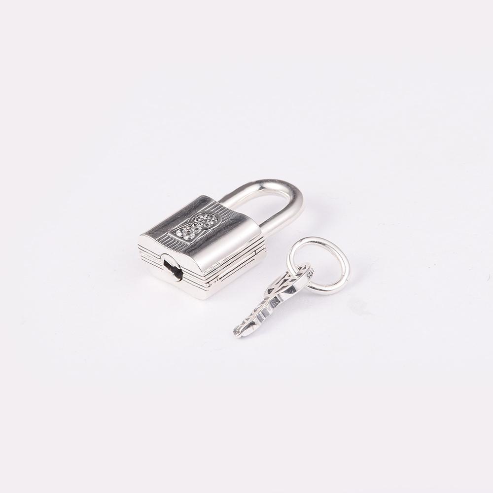 2022 Valentines Gift Padlock and Key Dangle Charm 925 Sterling Silver Crystal Beads Fits Europe Bracelets DIY Jewelry Making
