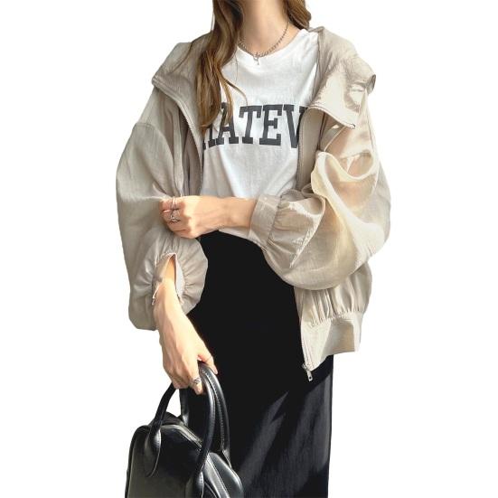 

Легкая солнцезащитная куртка для женщин на молнии, рубашки с защитой от солнца, худи с длинным рукавом для тренировок с карманами хаки