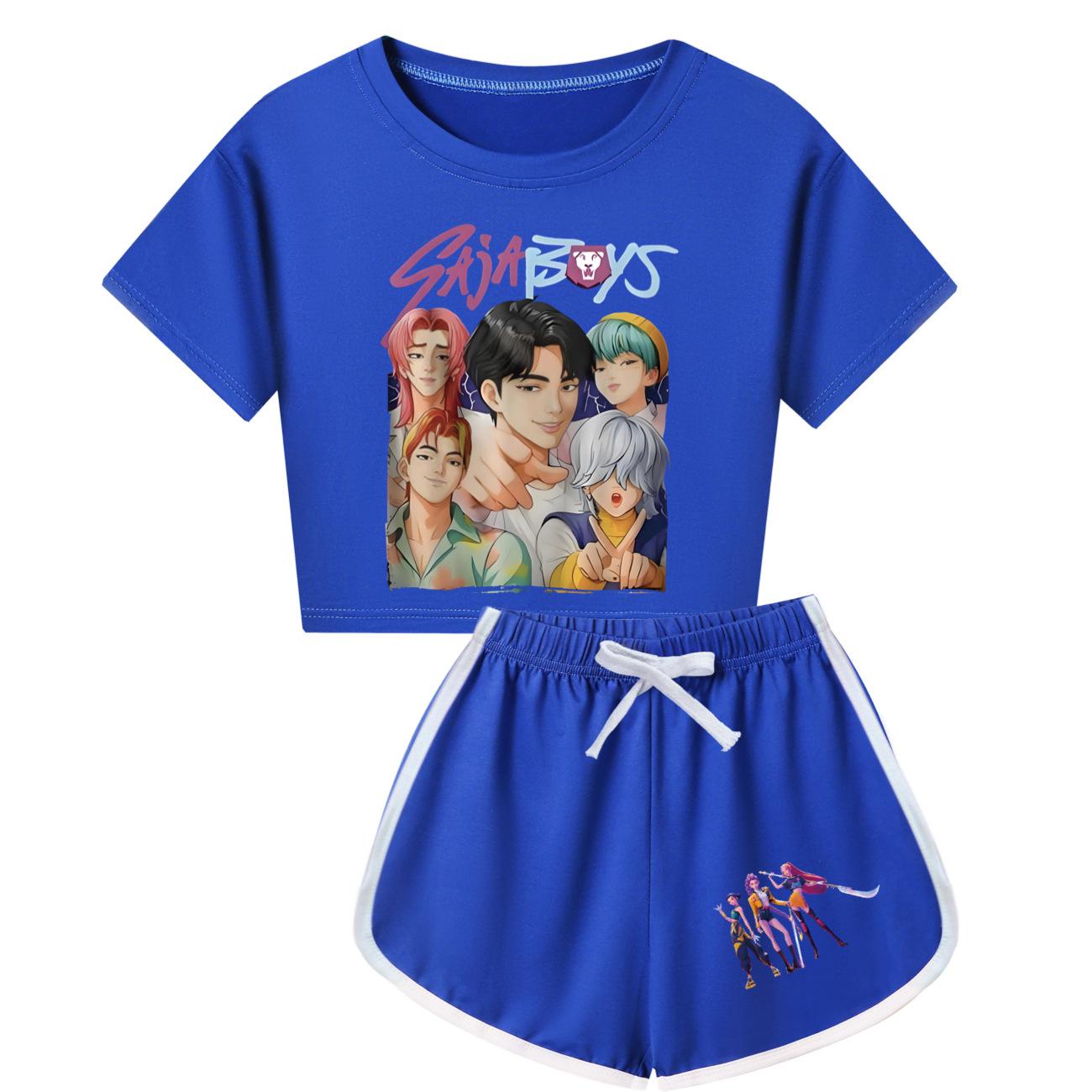 

Kpop Witch Hunt Summer Boy Girls Cute Comfortable Soft Printed Half Body Short Sleeved Shorts Set 170