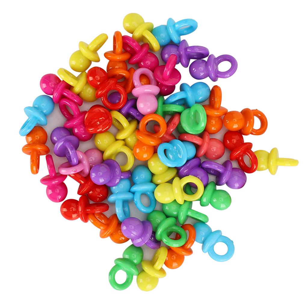 100Pcs Acrylic Pacifier Birthday Party Decoration Baby Baptism Soothing Mini Color Toys
