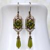 Art Nouveau Decorative Earrings Green Zirconia Antique Gold Color Boho Style for Daily Occasion Party