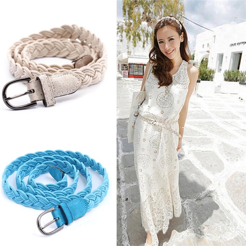 Women  Elastic Cinch Belt  Wide Stretch Waist Band Hemp Rope Braid Belt