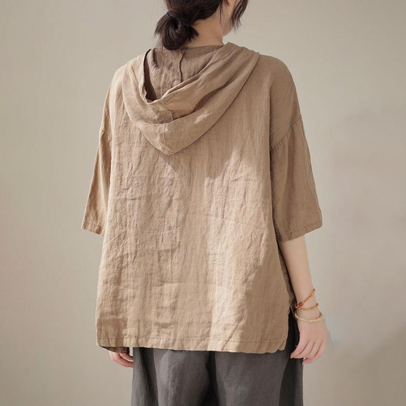 Dámské tričko Letní Velká velikost Bavlněné tričko Měkké Volné S kapucí Ležérní Pohodlné Pulovr Tričko Top