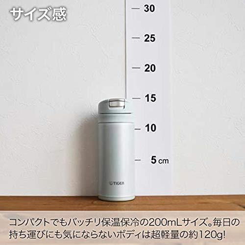 Tiger Thermos Water Bottle, 200ml Sahara Mug, One-Touch, Lightweight, MMX-A022GI, Ice Green