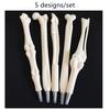 5pcs Creative Bone Ballpoint Pen Boned Pens Blue Color Writing Stationery Gift School Supplies A6082