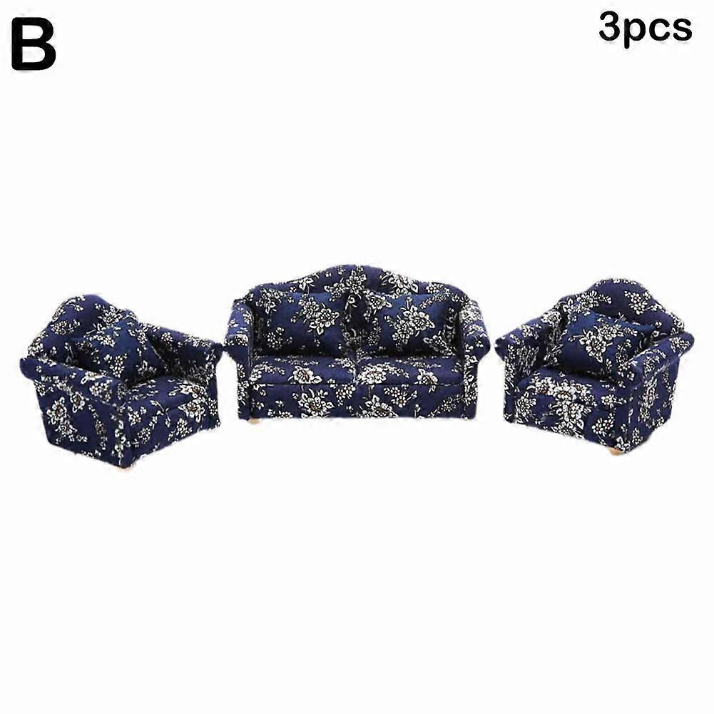 1:12 Scale Doll House Furnitures 3pc Sofa Miniature Doll House