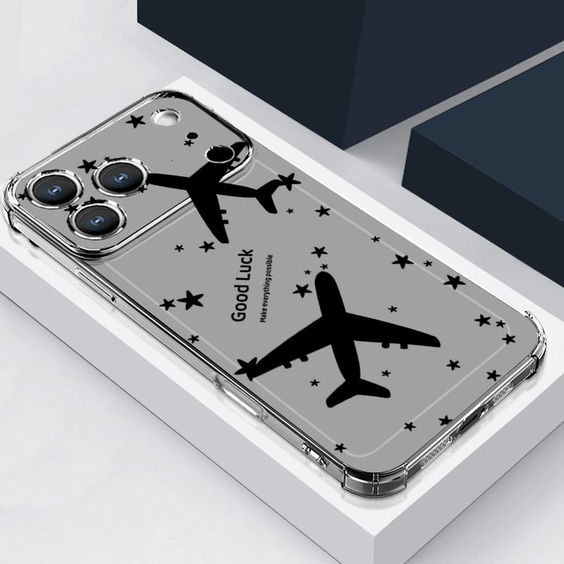 

Чехол с рисунком «Самолет и снежные горы» для iPhone 17 Pro Max Coque iPhone 16 15 14 13 Pro Max 11 Ударопрочный прозрачный мягкий силиконовый чехол iPhone 15 Pro Max серый