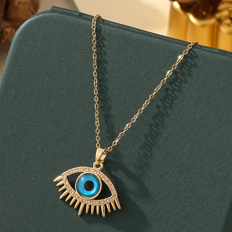 Beliebte Halskette mit blauem bösen Blick aus Titanstahl für Damen – Vielseitiger und personalisierter Schlüsselbeinkettenschmuck