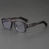 Vintage Thick Square Frame Anti-Blue Light Glasses for Men Women, Trendy Fleur-de-lis Decorative Eyeglasses, Classic Black Retro