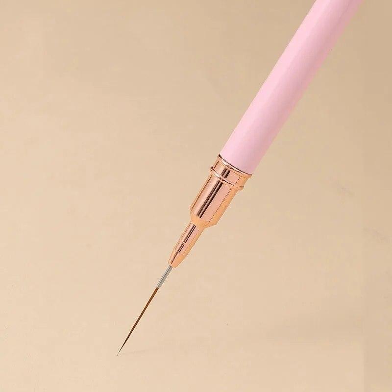 7/9/11/15/25MM Sada štětců na tužku na nehty Rukojeť štětec na kreslení štětců na kreslení čar Proužky Malování květinovým perem Manikúra na nehty