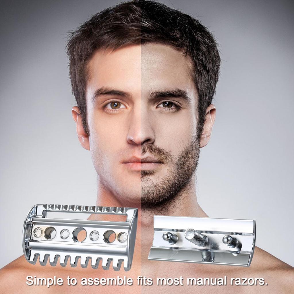 1PC Traditional Replacement Safety Razor Head Chrome Scalloped Bar Double Edge Safety Razor Head Shaving Open Comb Head