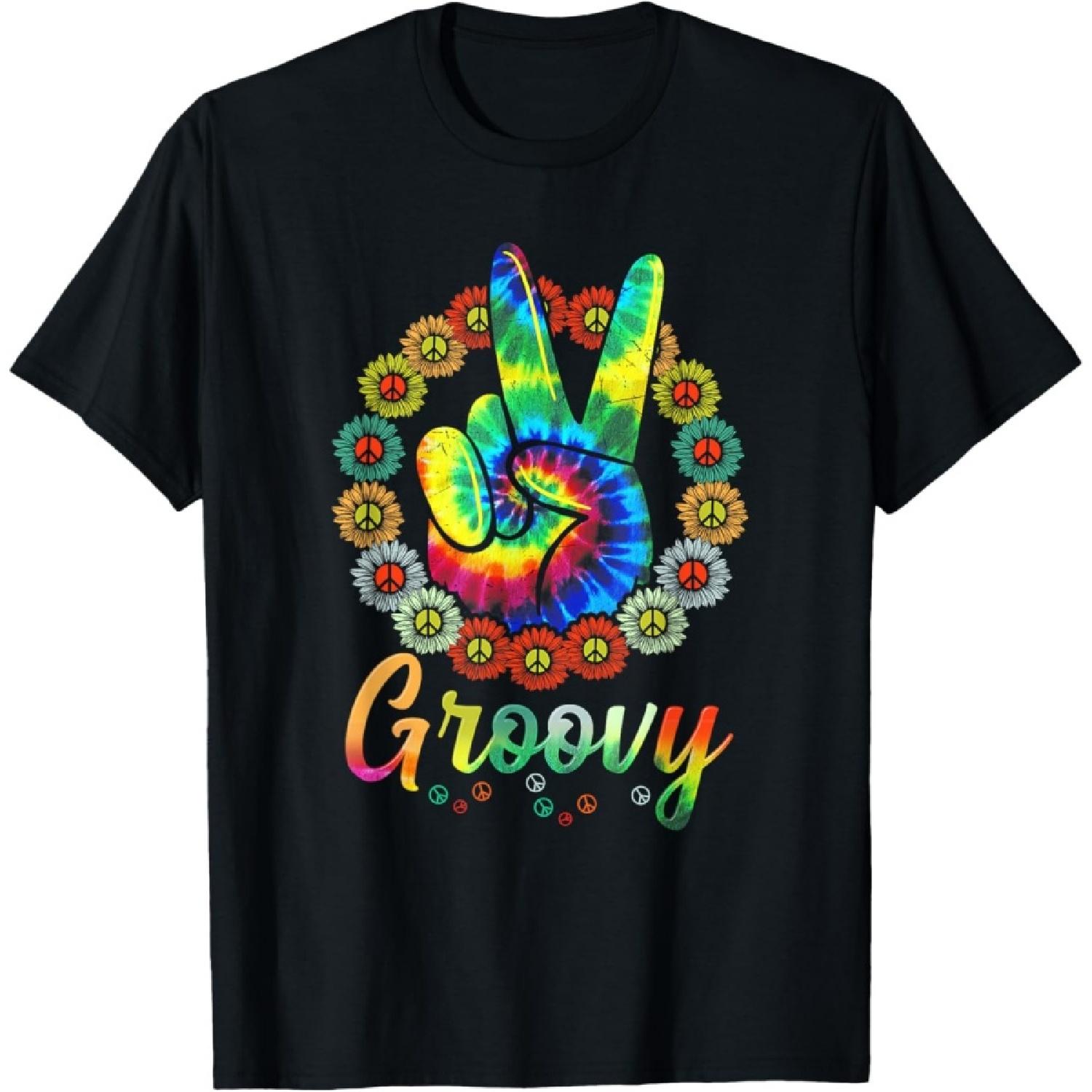 

Groovy 70 s Tie Dye Vintage 70s Retro 70 s Hippie Costume T-Shirt XXXXXL чорний