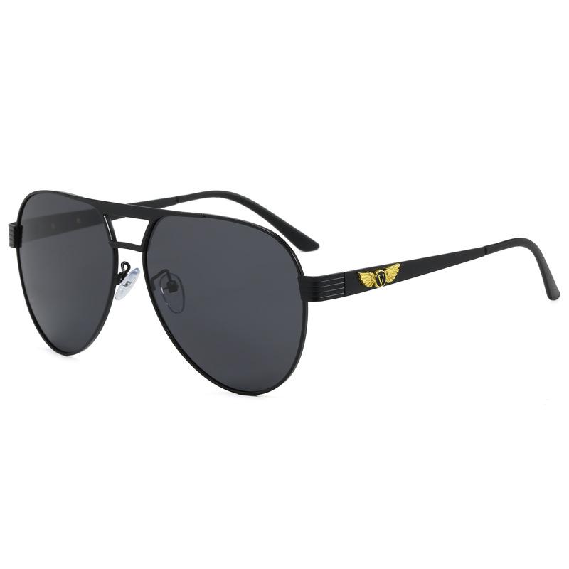 Fashion pilot driving sunglasses men's metal double beam high definition polarized UV protection sunglasses