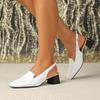 Women's Patent Leather Square Toe Chunky Heel Sandals - Backless, European & American Style, Plus Size 43