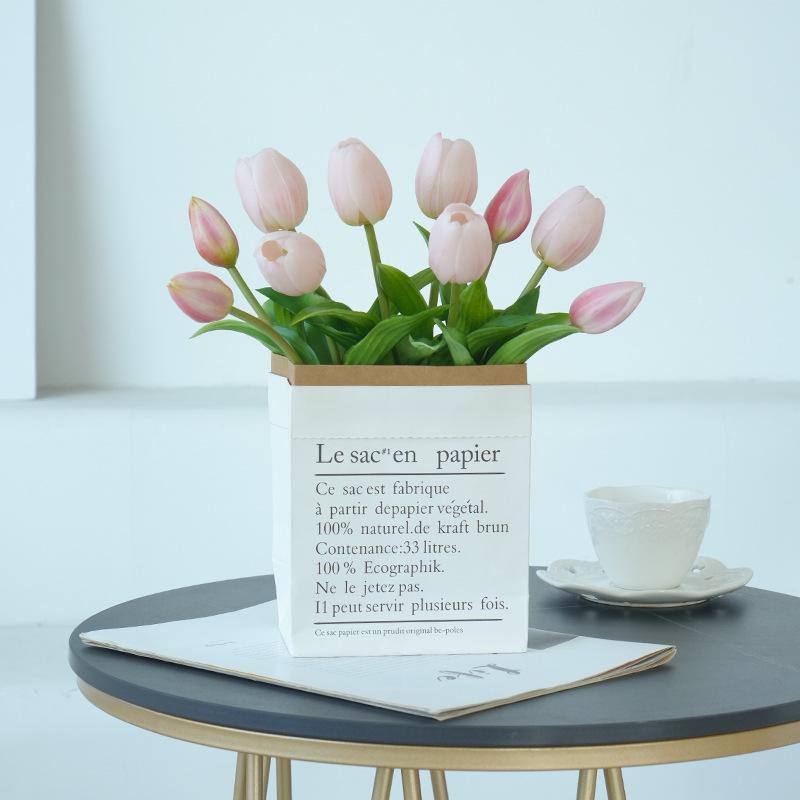 High-end simulated 5-head tulip bouquet, artificial soft rubber feel tulip bouquet