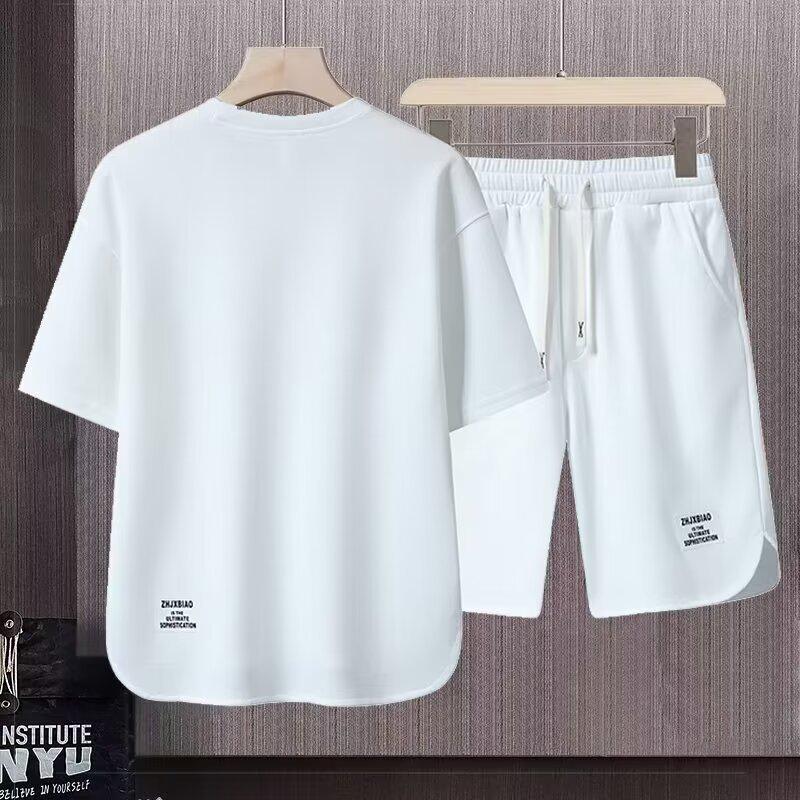 Ice Degree Men's Minimalist Summer Two-Piece Set: Trendy Loose Shorts & Long Pants