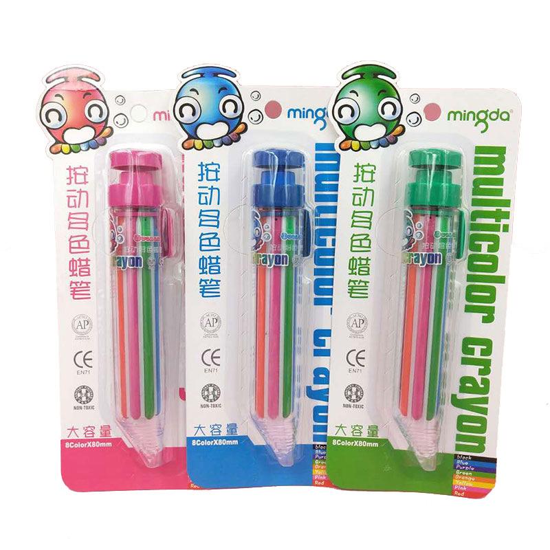 1 шт. Детские нажимные мелки без грязных рук, вращающиеся, 8 цветов, креативные цветные карандаши, механические карандаши