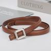 Womens Slim Leather Belt With Zinc Alloy Buckle Adjustable 100cm/110cm Fine 1.4cm Width Casual Office Dress Outfit