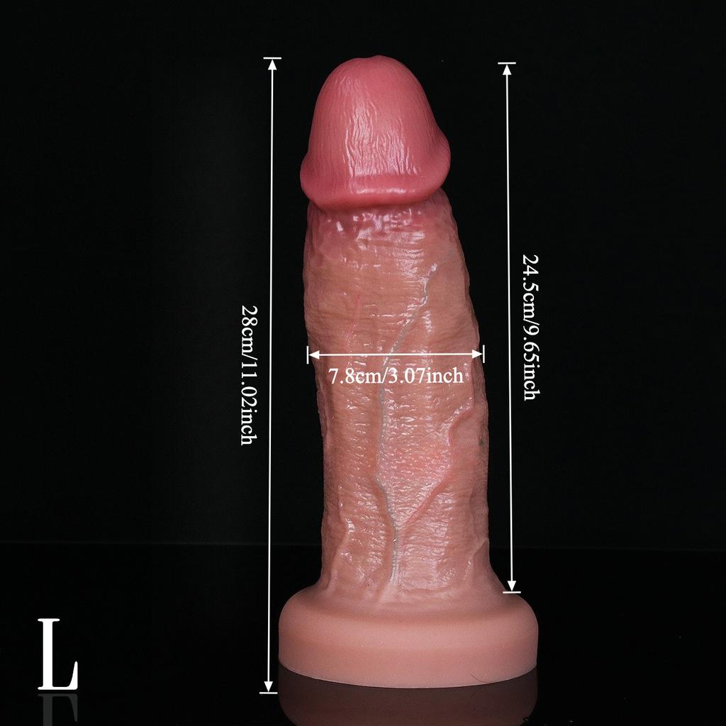 Realistic Liquid Silicone Dildo, Soft Skin Feel Veined Penis Toy, Large Size with Strong Suction Cup, G-Spot & Anal Stimulator for Women Men & Couples
