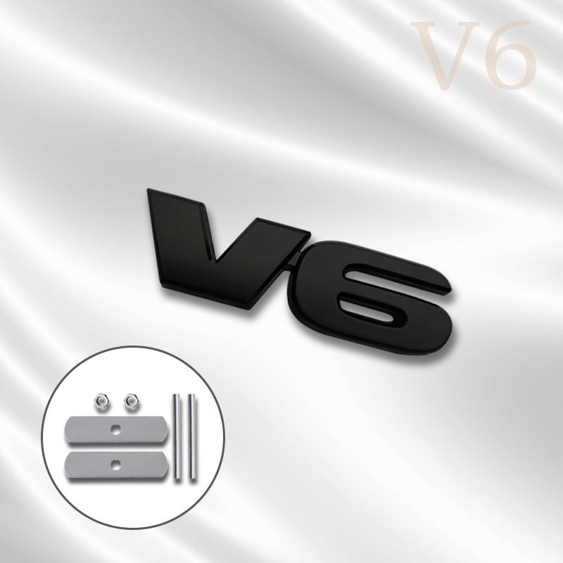 ydjcv7 3D Car V6 Design Grille Badge Front Emblem Rear Trunk Body Sticker For Toyota 2019 4runner rav4 Tundra Corolla Ford  Accessory