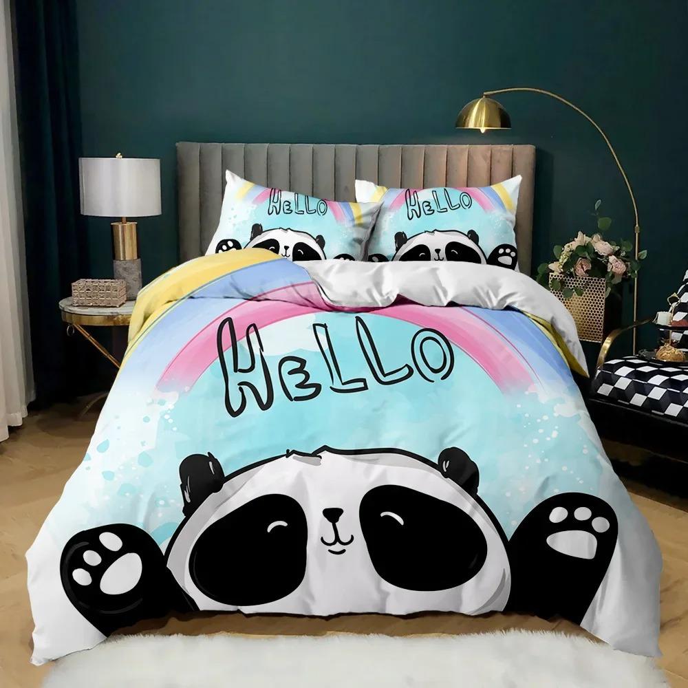 Panda Duvet Cover Cute Animal Bedding Collection For Kids Boys Girl Cartoon Giant Panda Polyester Comforter Cover Bear Printed Wildlife