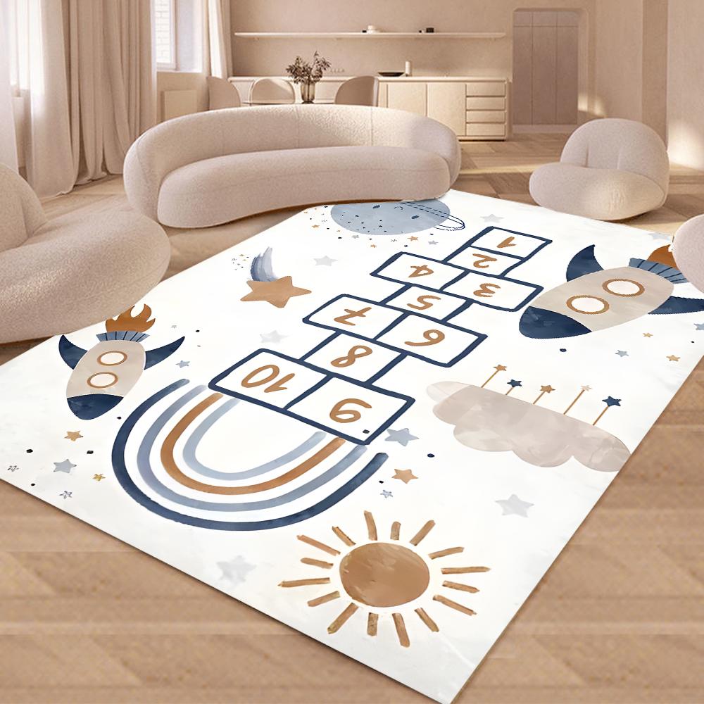 Hopscotch Printing Carpet Bedroom Living Room Balcony Bathroom Kitchen Door Mat Mechanical Washable Home Decoration Non-Slip Rug