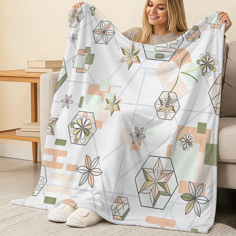 Printed Flannel Blanket - Skin-friendly Soft Plush, Warm Cozy Home Throw, Simple Stylish Design, Ideal for Christmas, Halloween & Daily Leisure Use