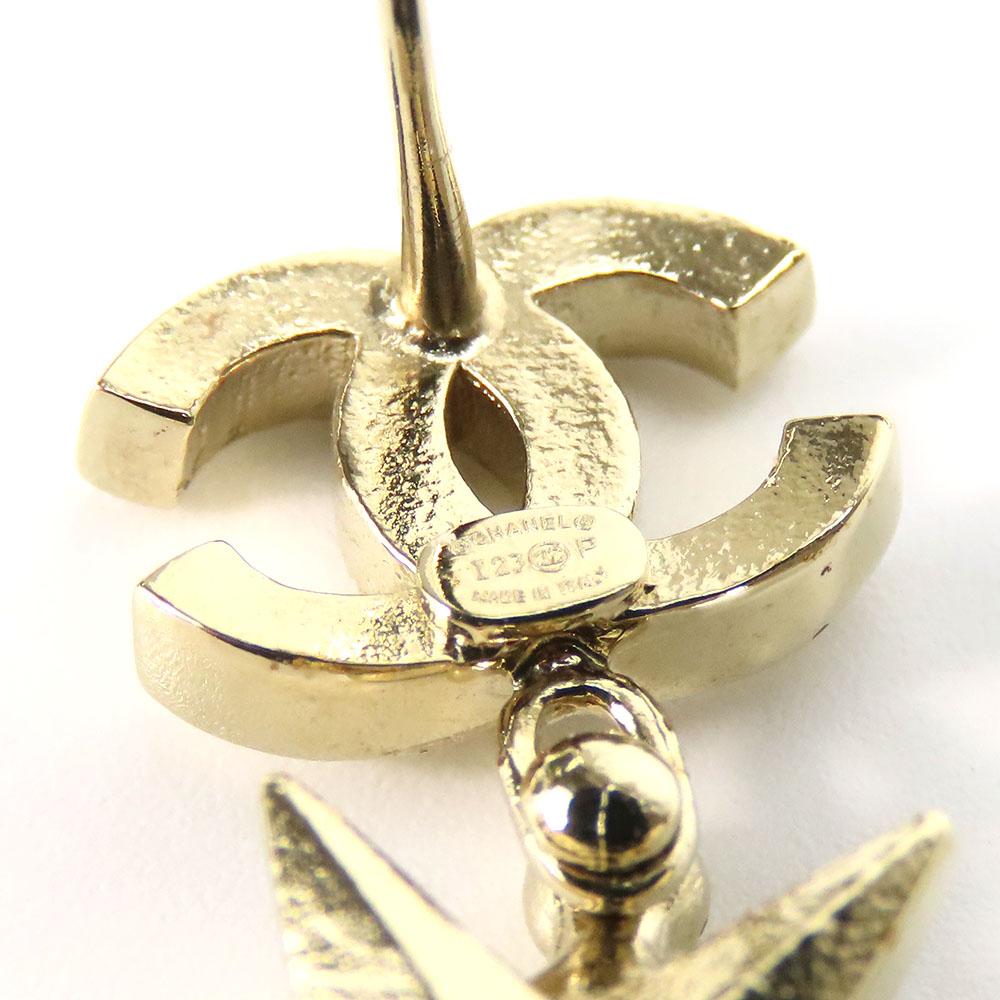 Used CHANEL Pierce COCO Mark metal/Rhinestone 7.7g Gold Plating