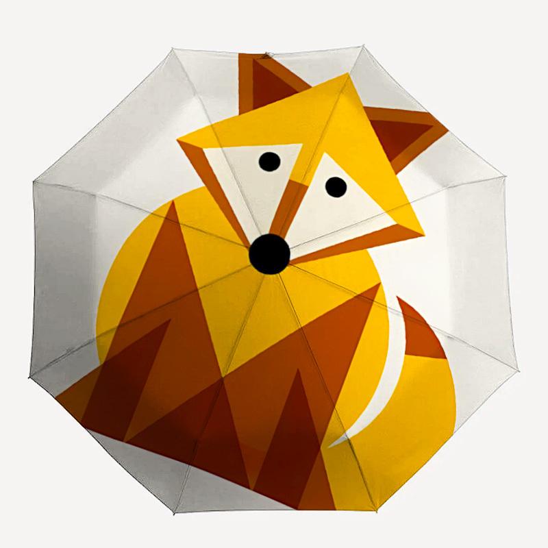 

1pc Fox Geometric Automatic Open/Close Umbrella 8-Rib Strong Frame, Portable Travel Umbrella for Women & Men, Birthday Gift Parties 012
