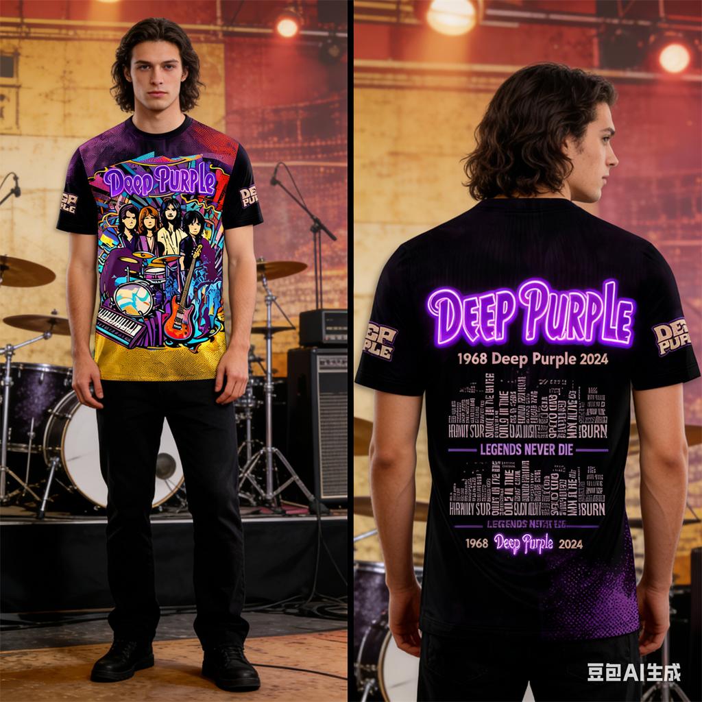 Rock Deep Purple Band 3D Print T-shirt Men Women Fashion Casual Short Sleeve Tshirt Hip Hop Tops Tees Mens Clothing 7