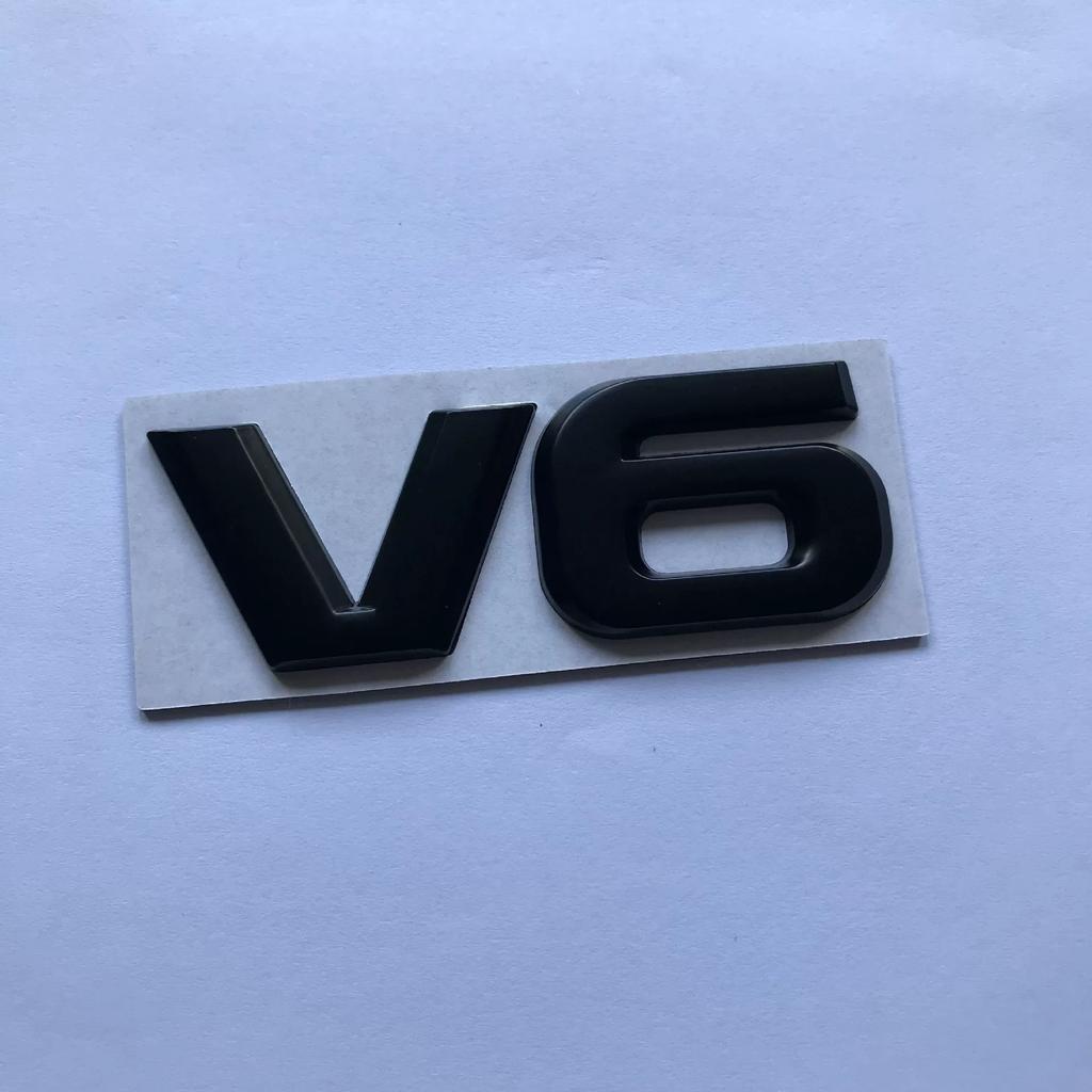 Car V6 Car Logo V8 Large Displacement Logo Modified Metal Labeling 3D Three-dimensional, Rear Labeling Body Decorative Label