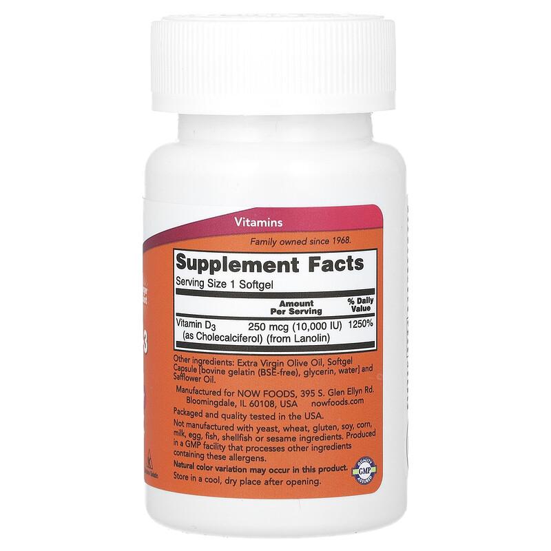 Vitamin D-3, High Potency, 10,000 IU, 240 Softgels