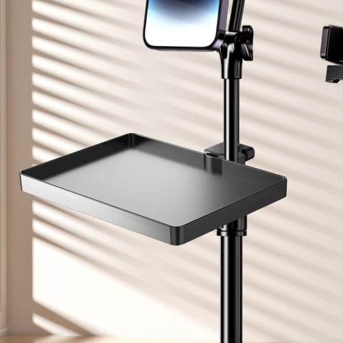 Microphone Stand Tray Mount, Mic Stand Tray Shelf | Adjustable Microphone Stand Accessory - Mic Stand Tray Clamp Mic Stand Attachment for Live Streami
