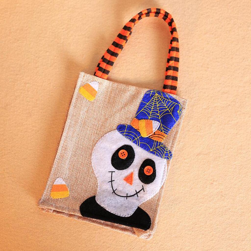 Halloween Storage Bag Tote Pouch Sack Candy Gift Handbag Skull