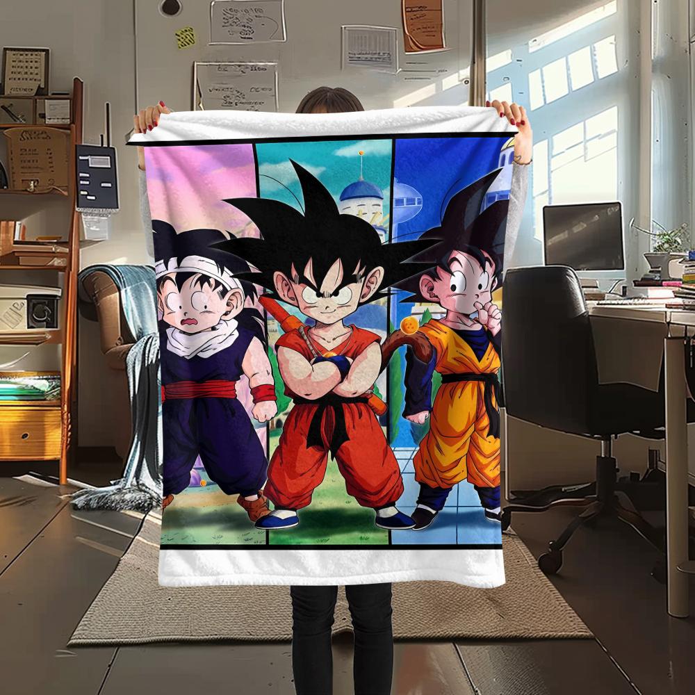

Фланелевое одеяло с принтом персонажей Dragon Ball, Высококачественное, Удобное для всех сезонов, Декор для дома, Тепло и уют, Идеально для рождественских подарков 80cm x 120cm