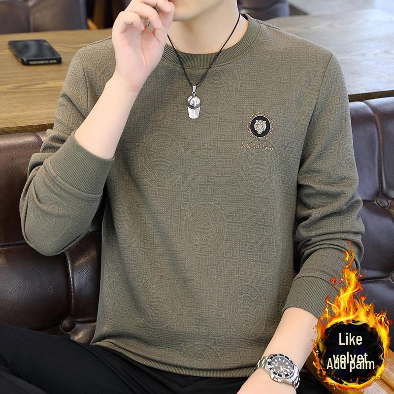 Men's Velvet Slim-Fit Long-Sleeve Sweatshirt for Spring & Autumn