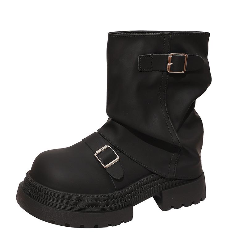 New small versatile platform Martin boots women's new summer heightening Maillard short boots