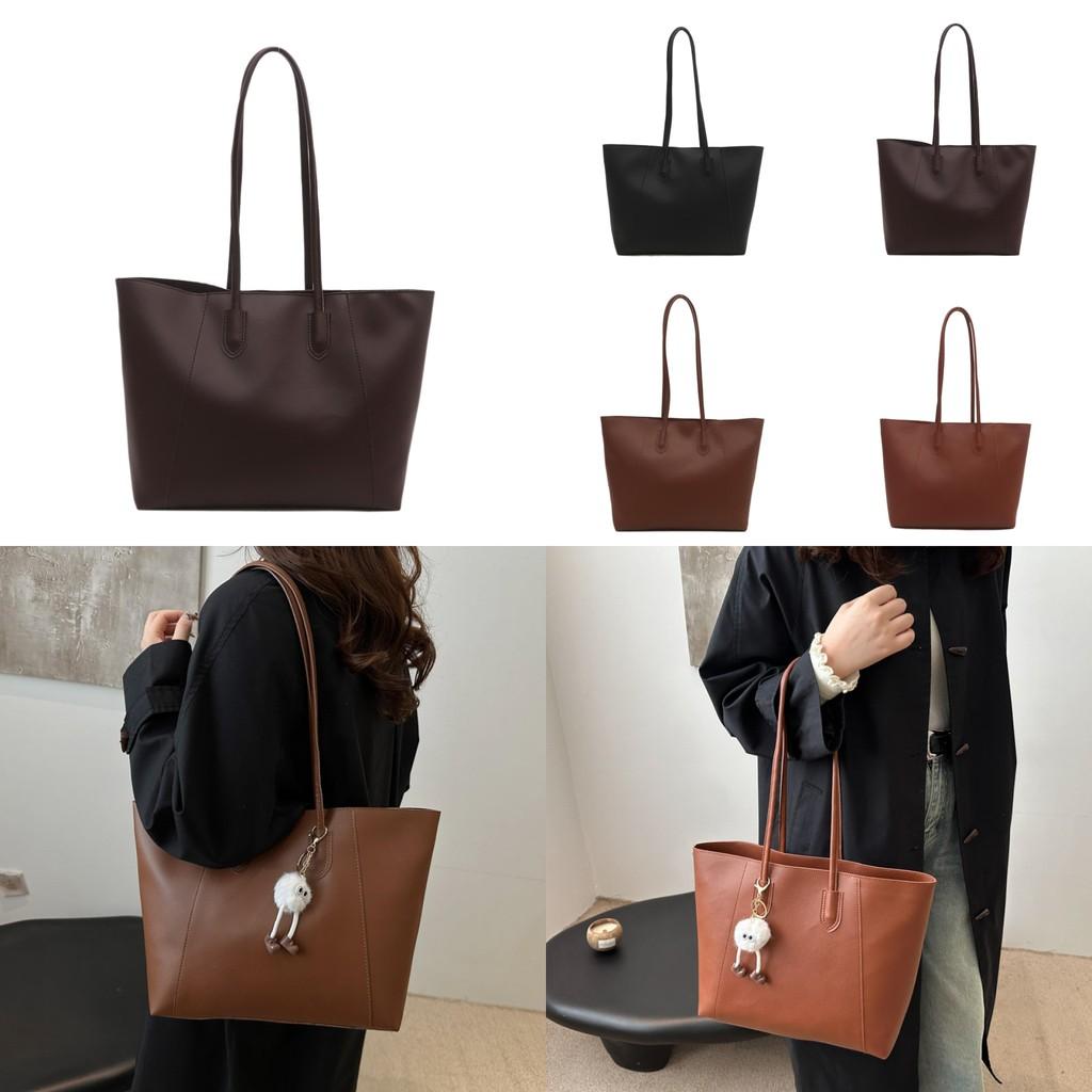 Stylish And Trendy Large Pu Tote Bag For Women In Black Coffee Yellow Brown And Red Colors