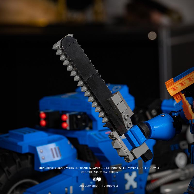 JD124 Blue Mecha Battle Hammer Building Blocks Motorcycle – Educational DIY Model Toy for Boys